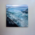 Arctic Ocean Canvas Wall Art, Blue Wave Painting, Glacier Sea Artwork, Coastal Home Decor