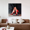 Bold Red High Heels Canvas Wall Art, Elegant Stiletto Pumps, Fashion Shoe Portrait, Chic Feminine Print, Luxury Modern Office Decor
